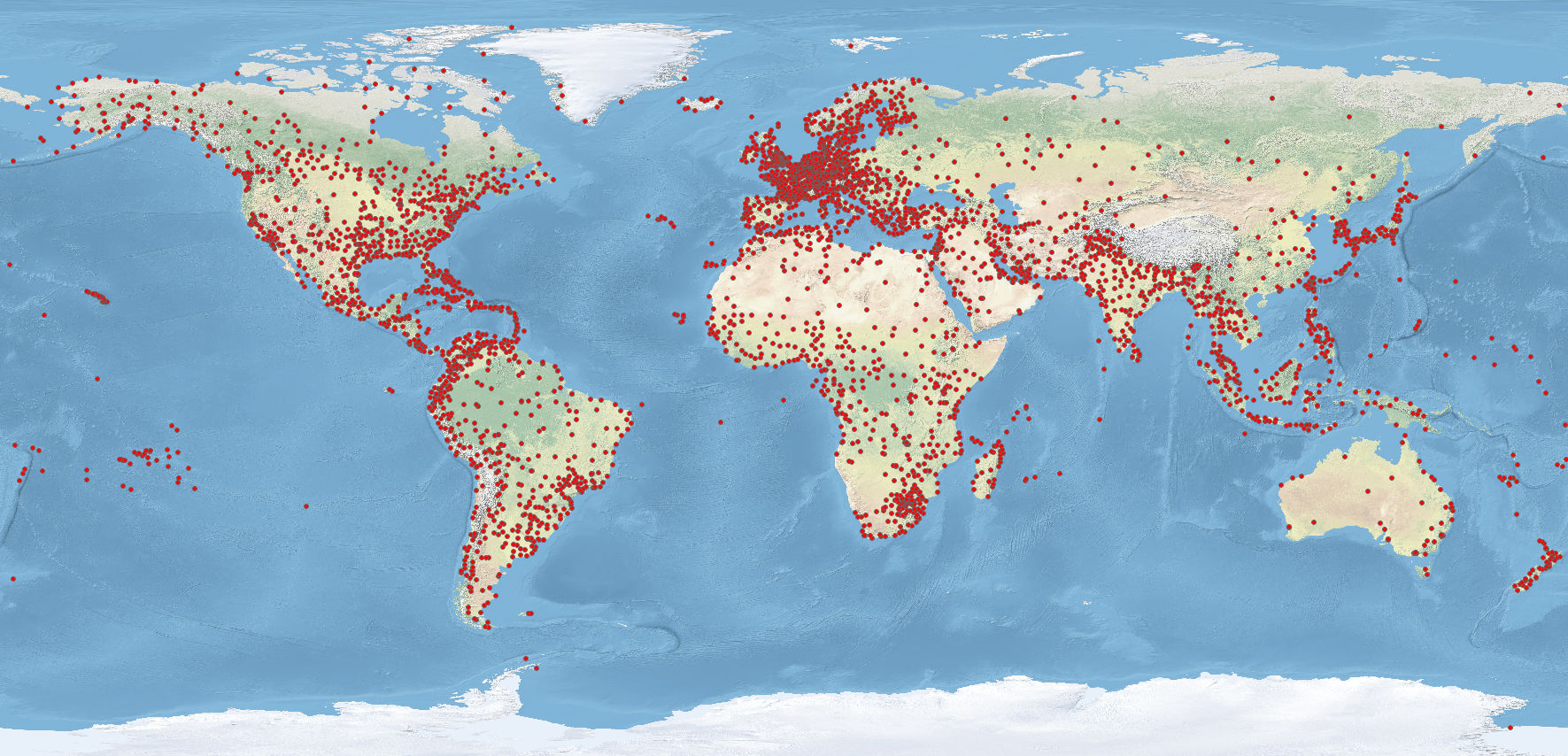Global Airport Database Map - Copyright Arash Partow